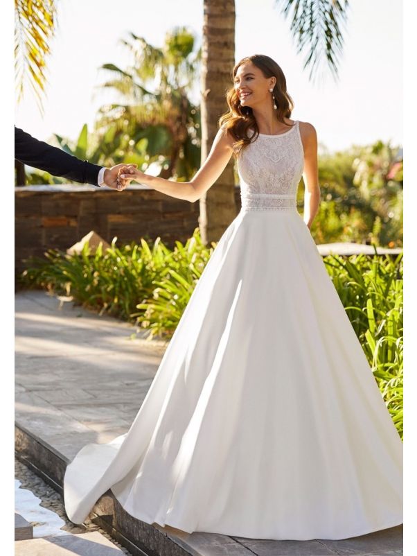 Embroidered Satin Wedding Dress