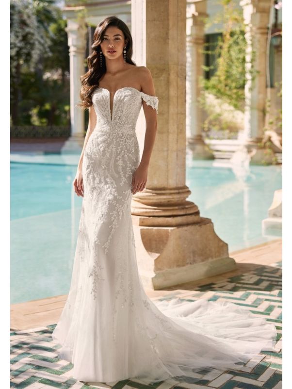 Embroidered Sparkle Tulle Wedding Dress