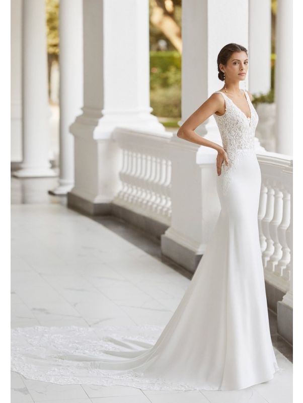 Embroidered Crepe Wedding Dress