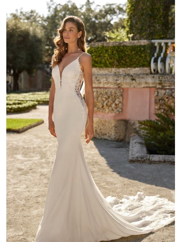 Embroidered Crepe Wedding Dress