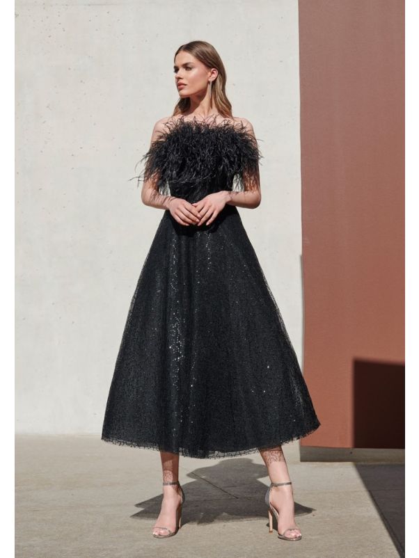Beaded Midi Evening Gown