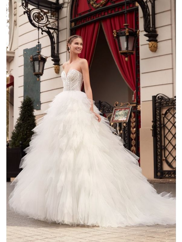 Beaded Ruffle Wedding Dress
