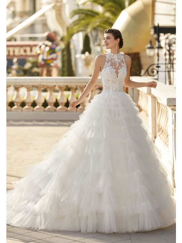 Ruffle Wedding Dress With Keyhole Back