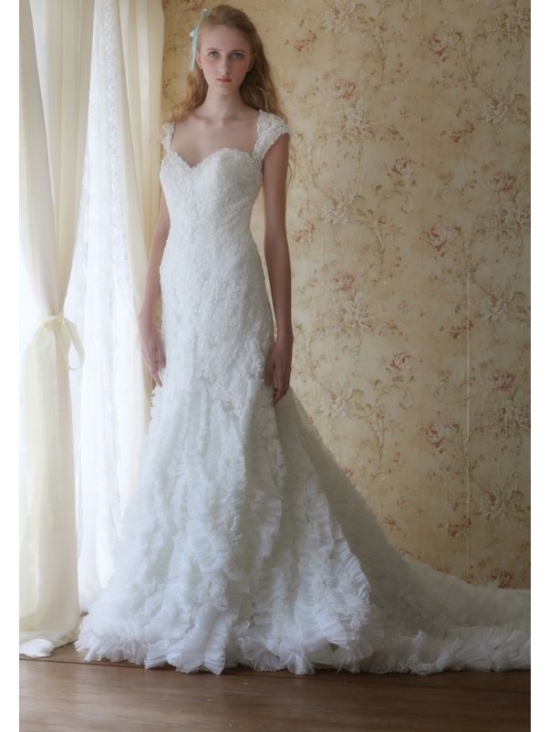 Embroidered Wedding Dress With Keyhole Back