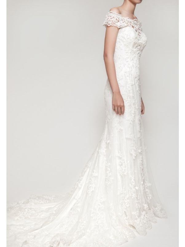 Beaded Mermaid Tulle Wedding Dress