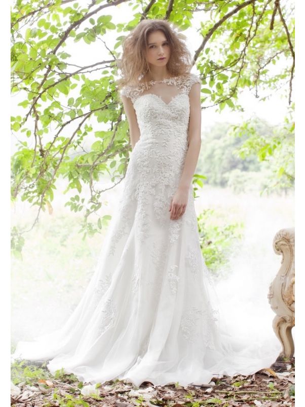 Embroidered Tulle Wedding Dress