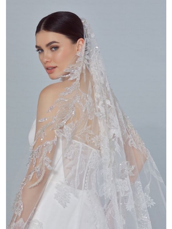 Embroidered Long Wedding Veil