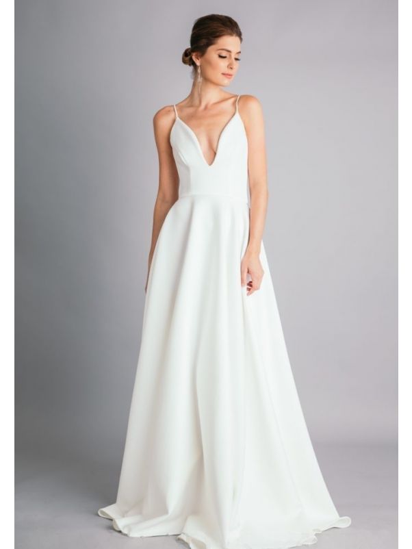 White Bridesmaid Dress With Thin Straps