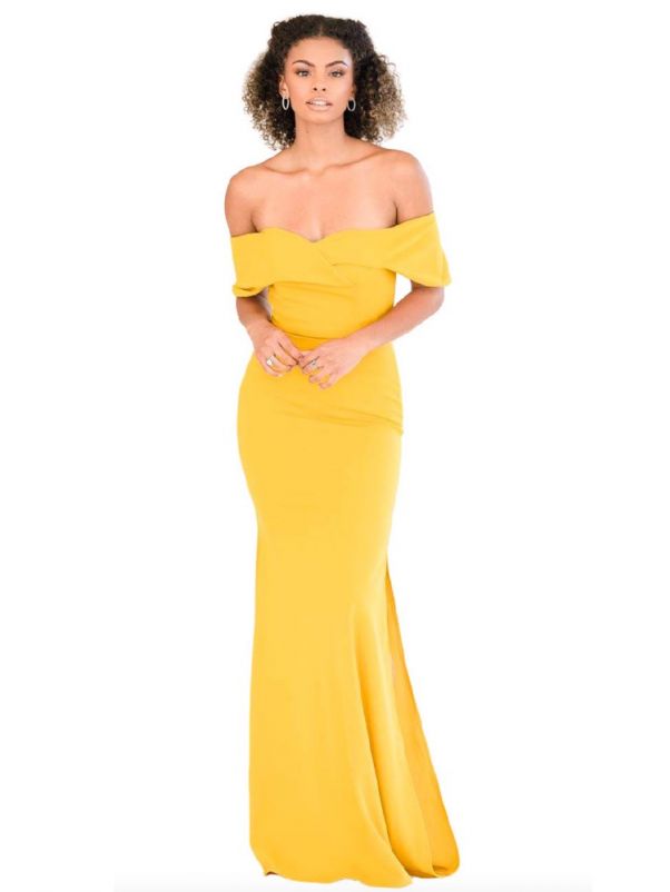 Yellow Stretch Crepe Bridesmaid Dress
