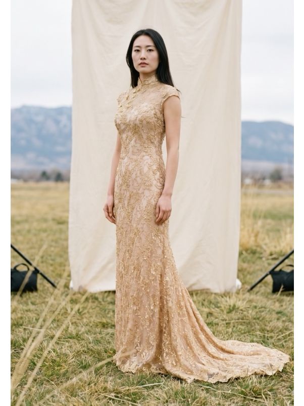 Embellished Gold Cheongsam