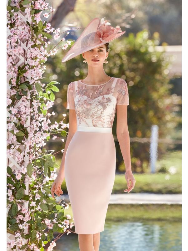 Embroidered Short Sleeve Cocktail Dress