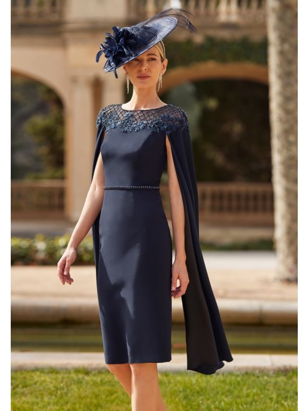 Beaded Cape-Effect Gown