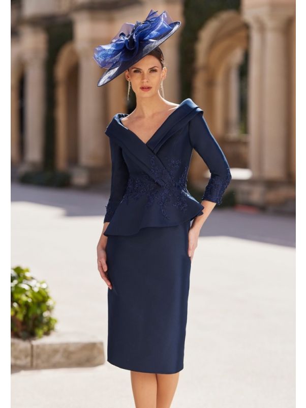 Embroidered Mikado Short Dress