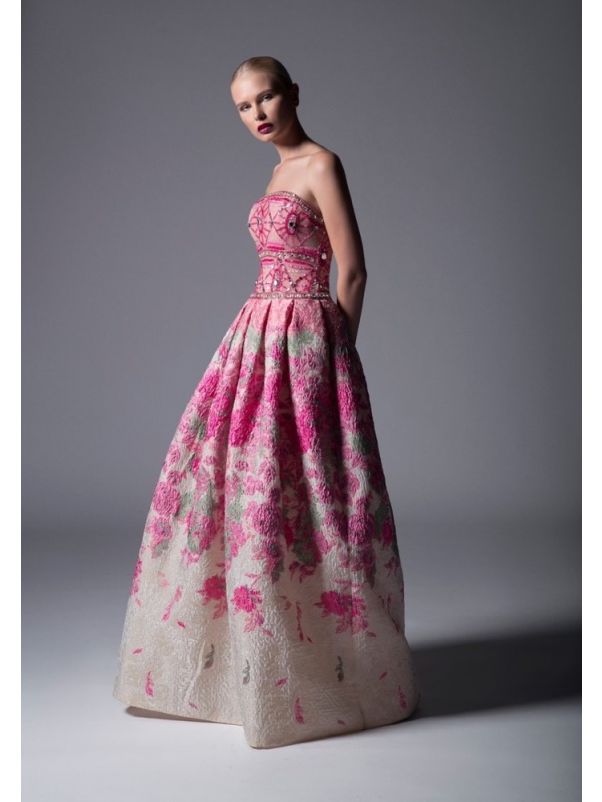 Beaded Floral Ball Gown