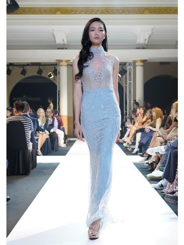 Embellished High Neck Gown