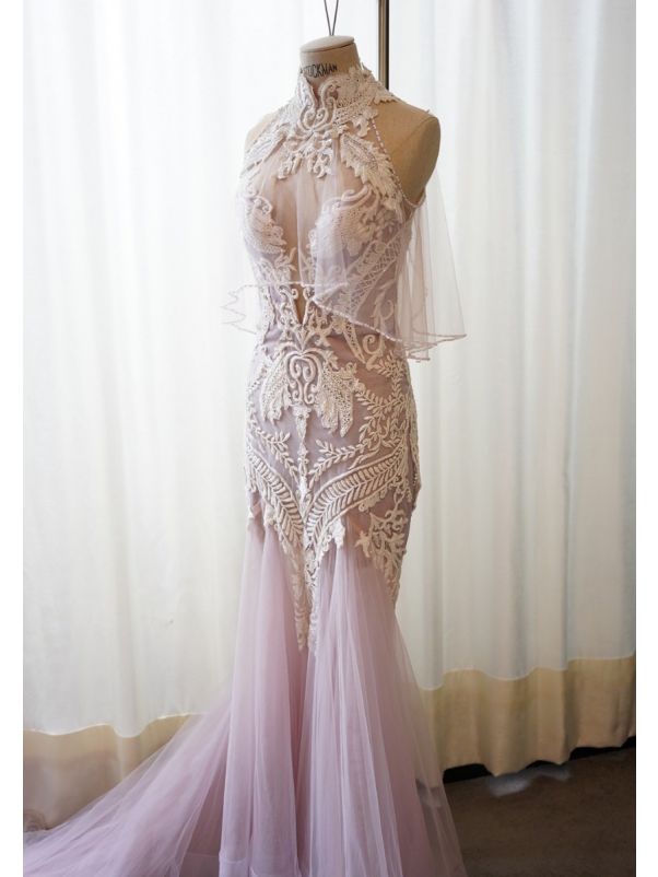 Embroidered Tulle Gown
