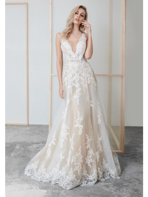 Embroidered Tulle Wedding Dress