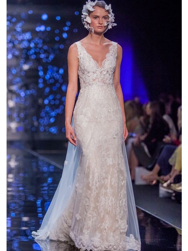 Beaded Lace Wedding Dress With Sheer Back