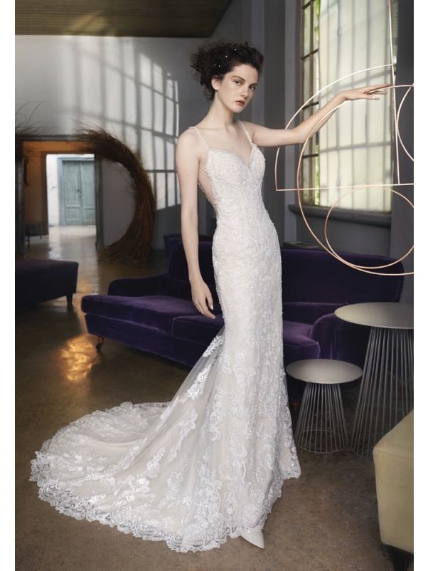Embroidered Wedding Dress With Low Back