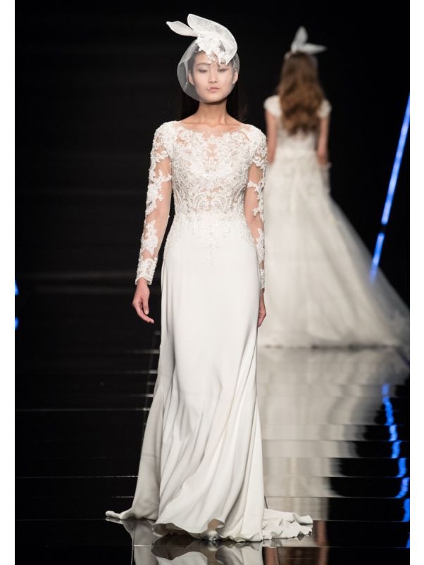 Tattoo-Effect Beaded Crepe Wedding Dress