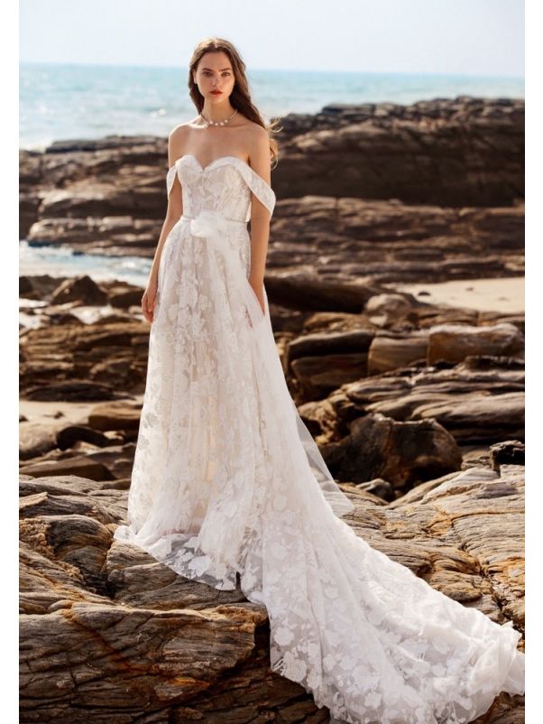 Beaded Flower Wedding Dress