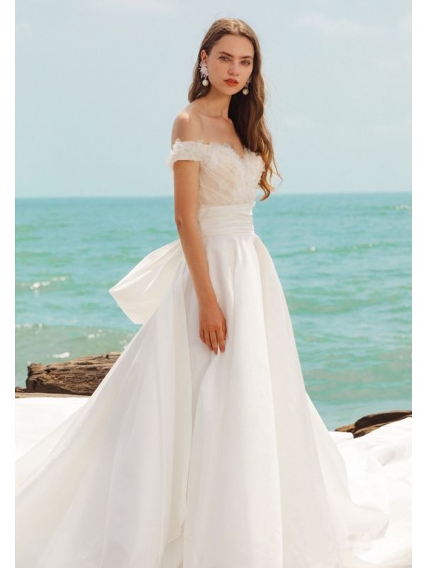 Draped Satin Wedding Dress