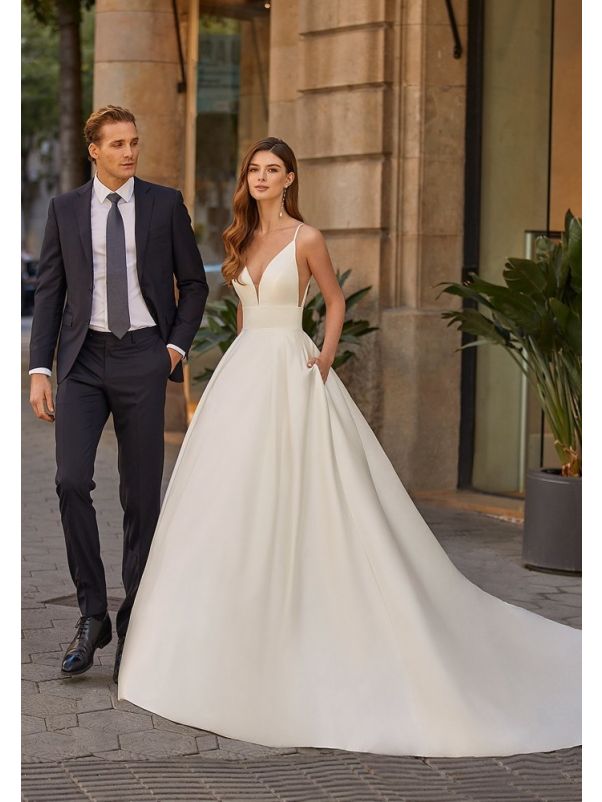 Spaghetti Strap Satin Wedding Dress