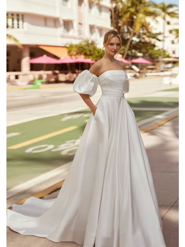 Pleated Satin Wedding Dress