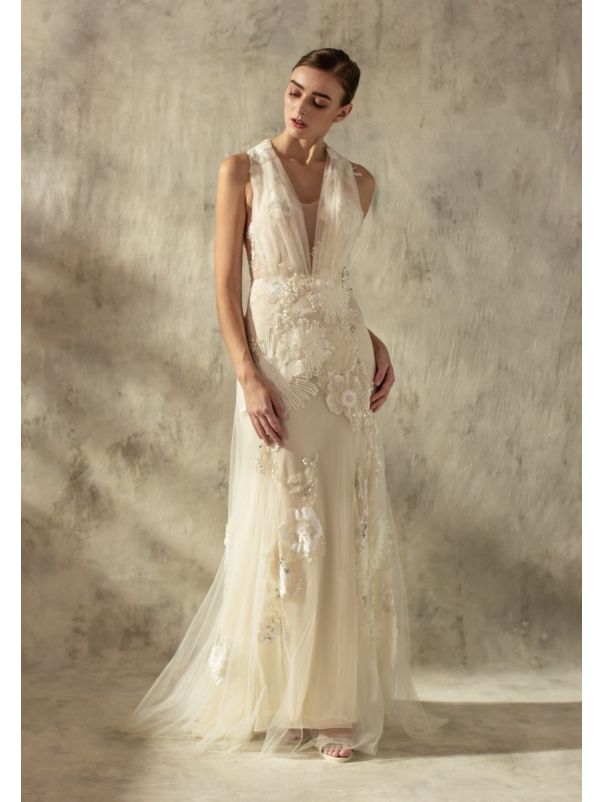Floral Blossom Tulle Wedding Dress