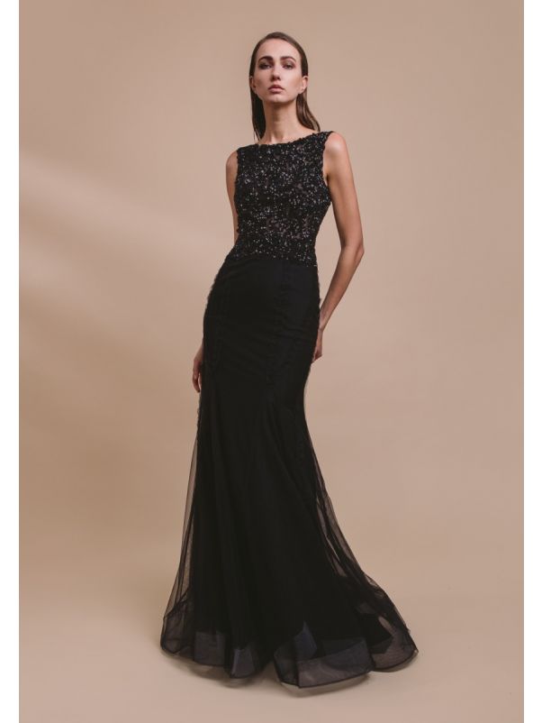 Sequined Mermaid Tulle Gown