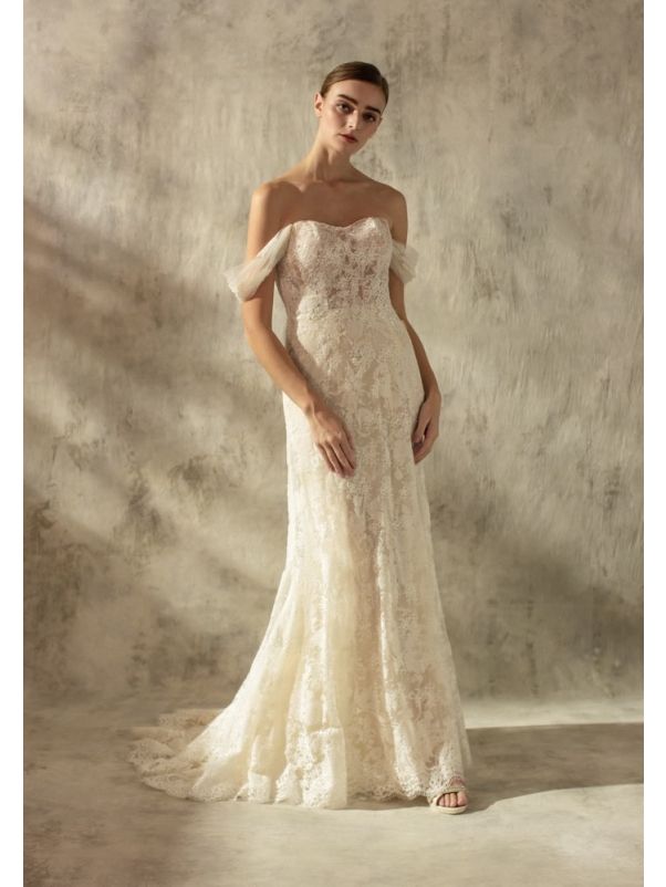 Embroidered Wedding Dress With Built-in Corset
