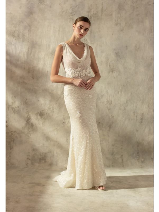 Sequined Wedding Dress With Open Back