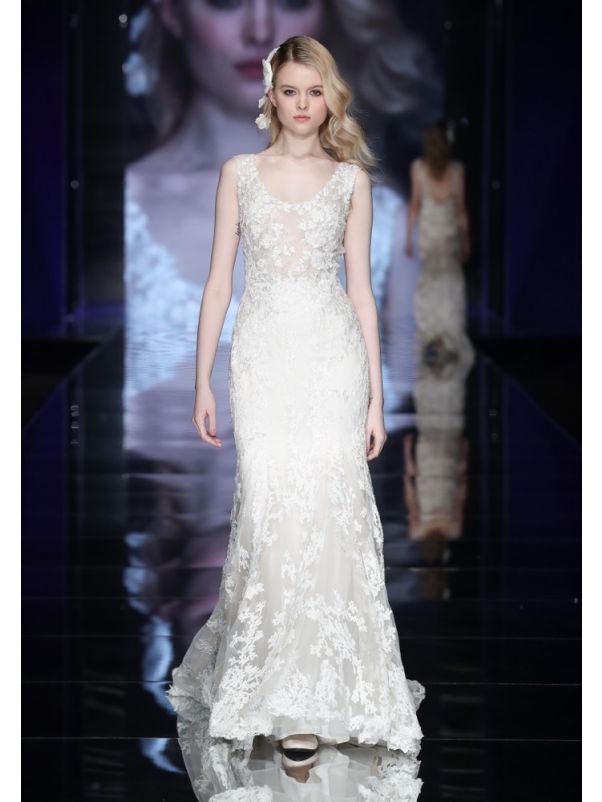 Embroidered Wedding Dress With Open Back