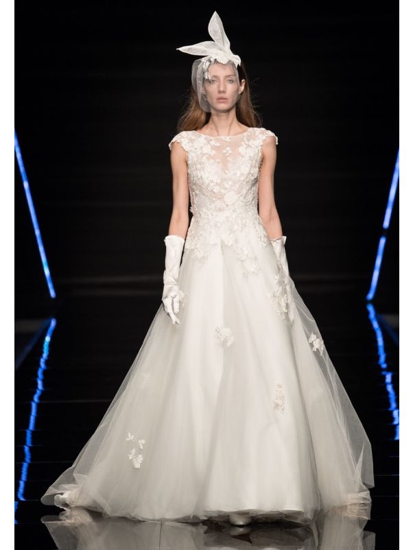 Beaded Flowers Tulle Ball Gown