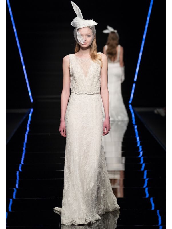Heavily Beaded Lace Wedding Dress