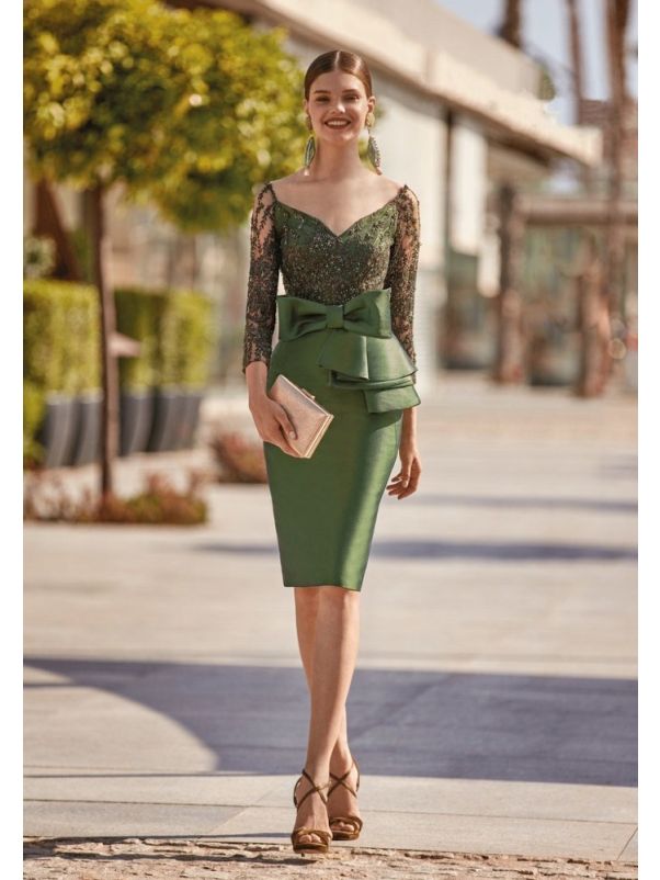 Beaded Satin Cocktail Dress