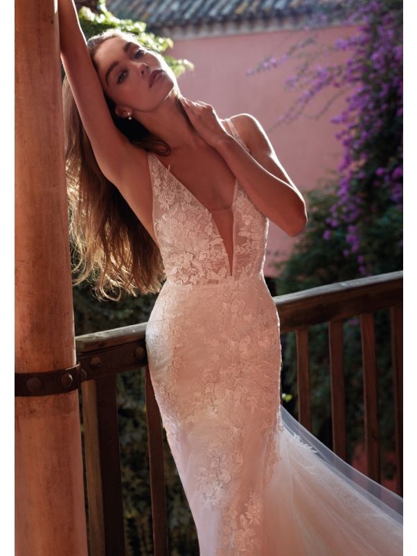 Floral Lace Fit & Flare Gown