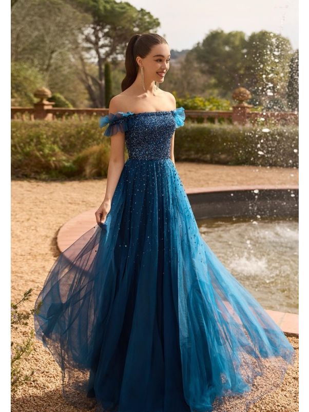Beaded Tulle Gown