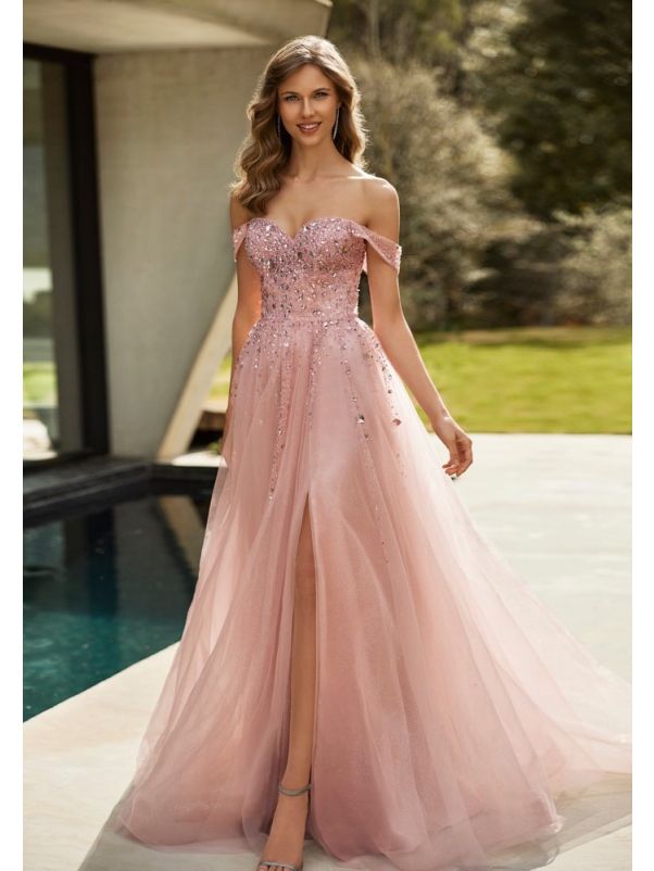 Embellished Slit Gown