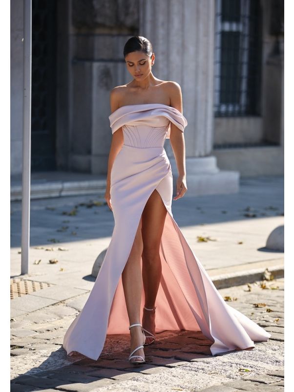 Draped High Slit Dress