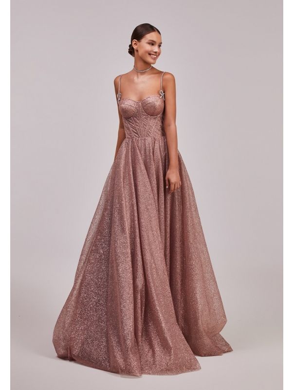 Beaded Strappy Evening Gown