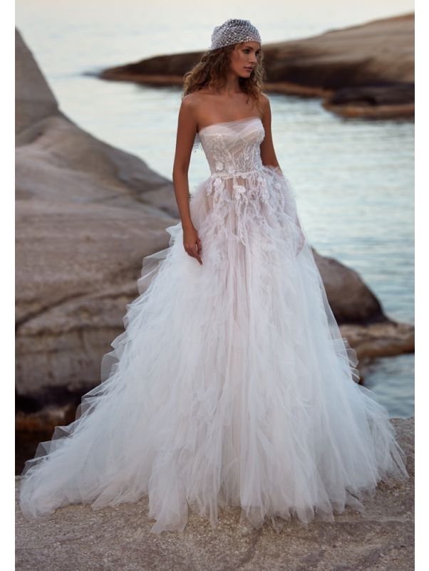 Beaded Ruffle Wedding Dress