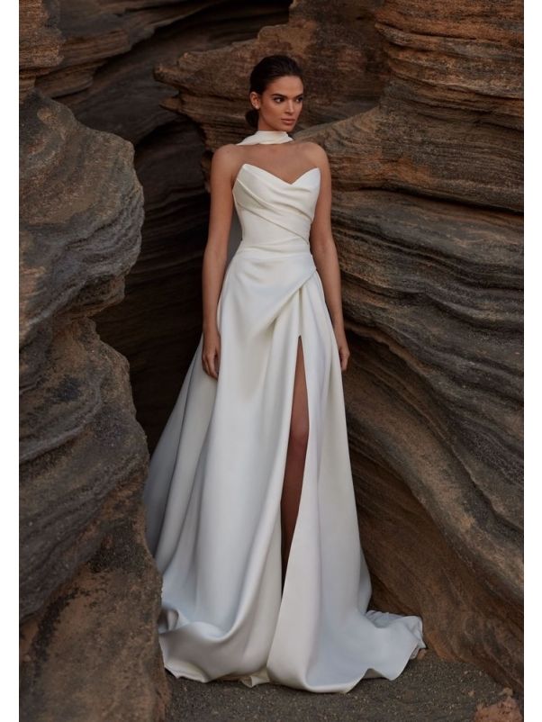 Draped Satin Wedding Dress
