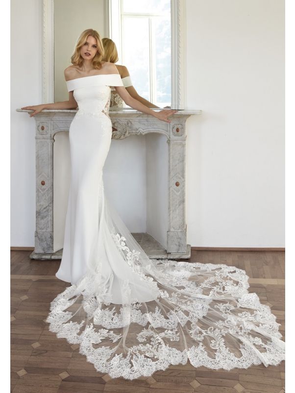 Illusion Back Crepe Wedding Dress