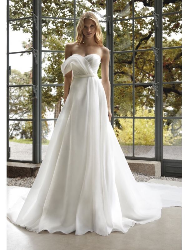 Draped Organza Wedding Dress