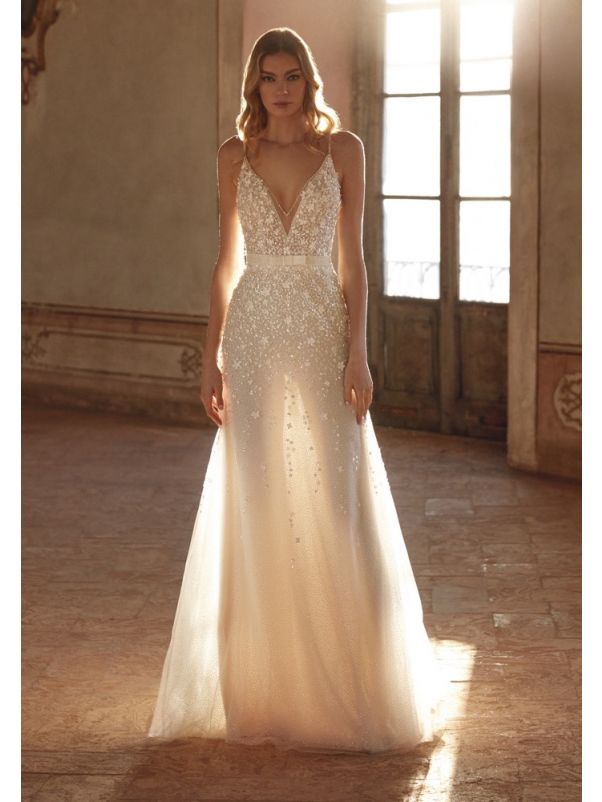 Embellished Strappy Wedding Dress