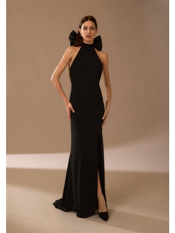 Bow-Detail Crepe Gown