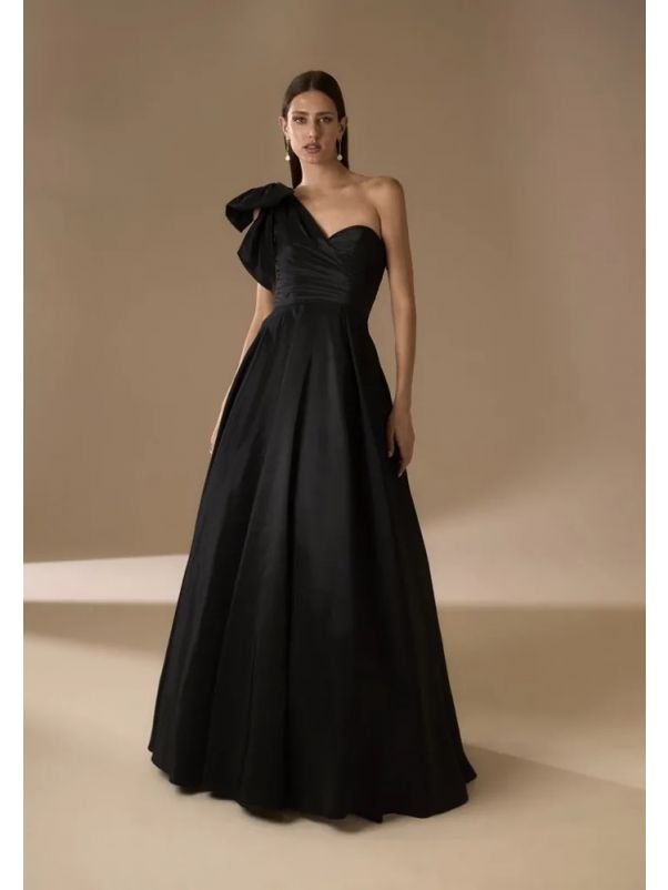 One-Shoulder Taffeta Evening Dress