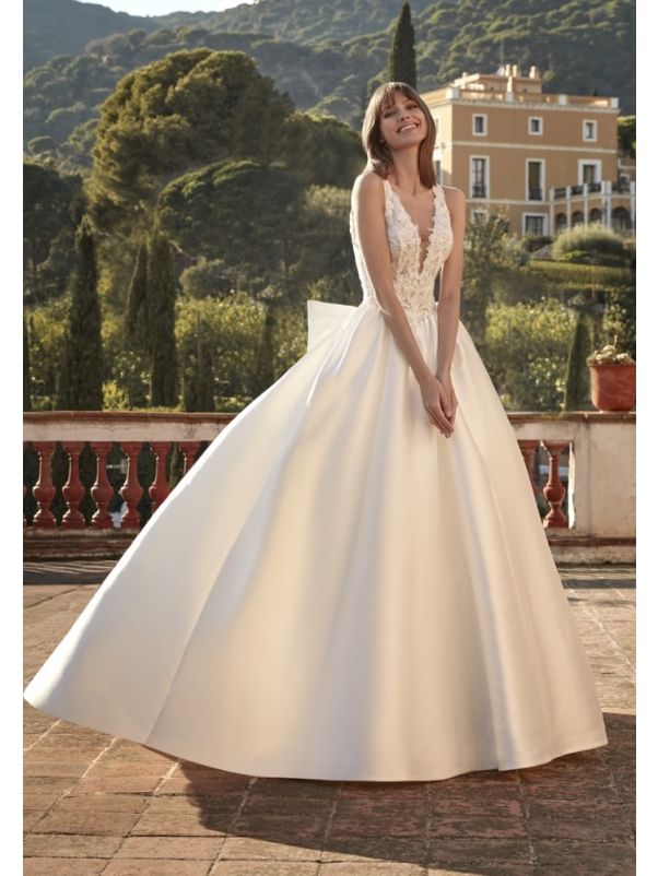 Embroidered Mikado Wedding Dress