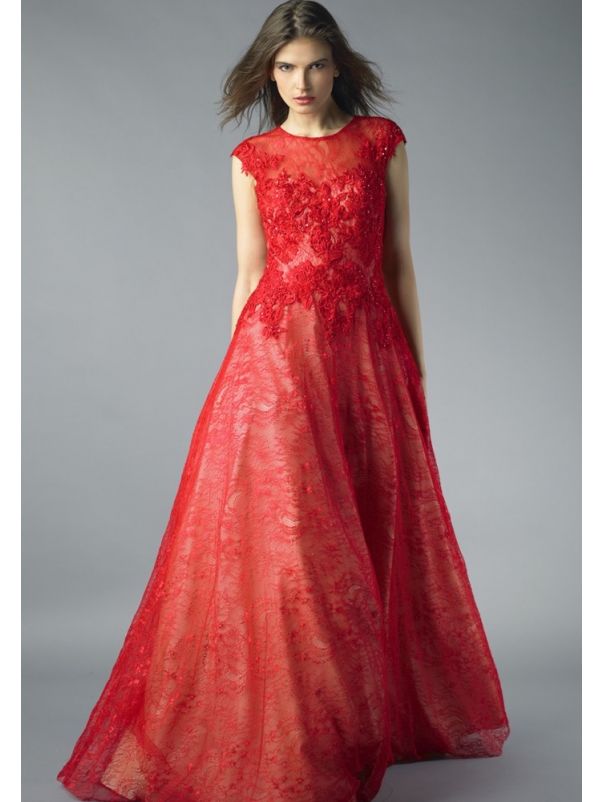 Beaded Red Lace Dress